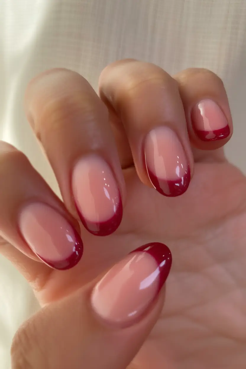 short fall nails trends 2025 Berry-Tipped Ombré