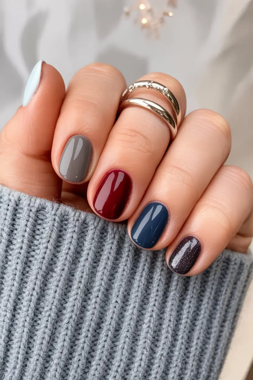short fall nails trends 2025 Moody Multi-Tone Mix