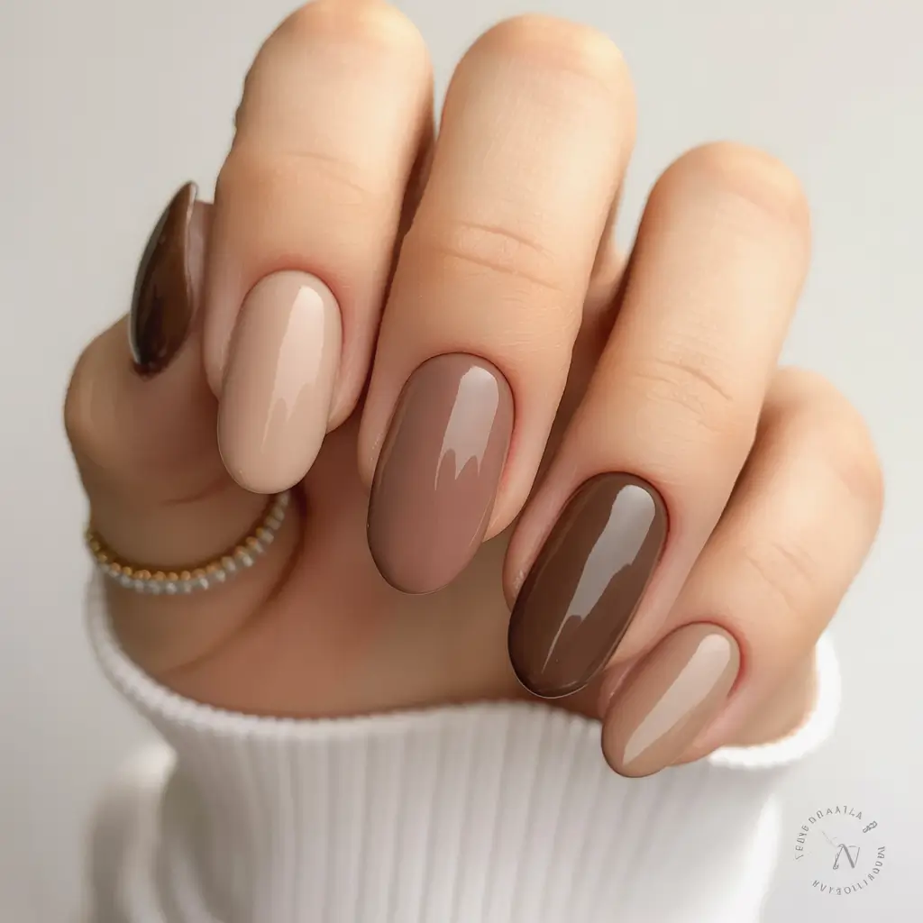 short fall nails trends 2025 Gradient Latte Layers