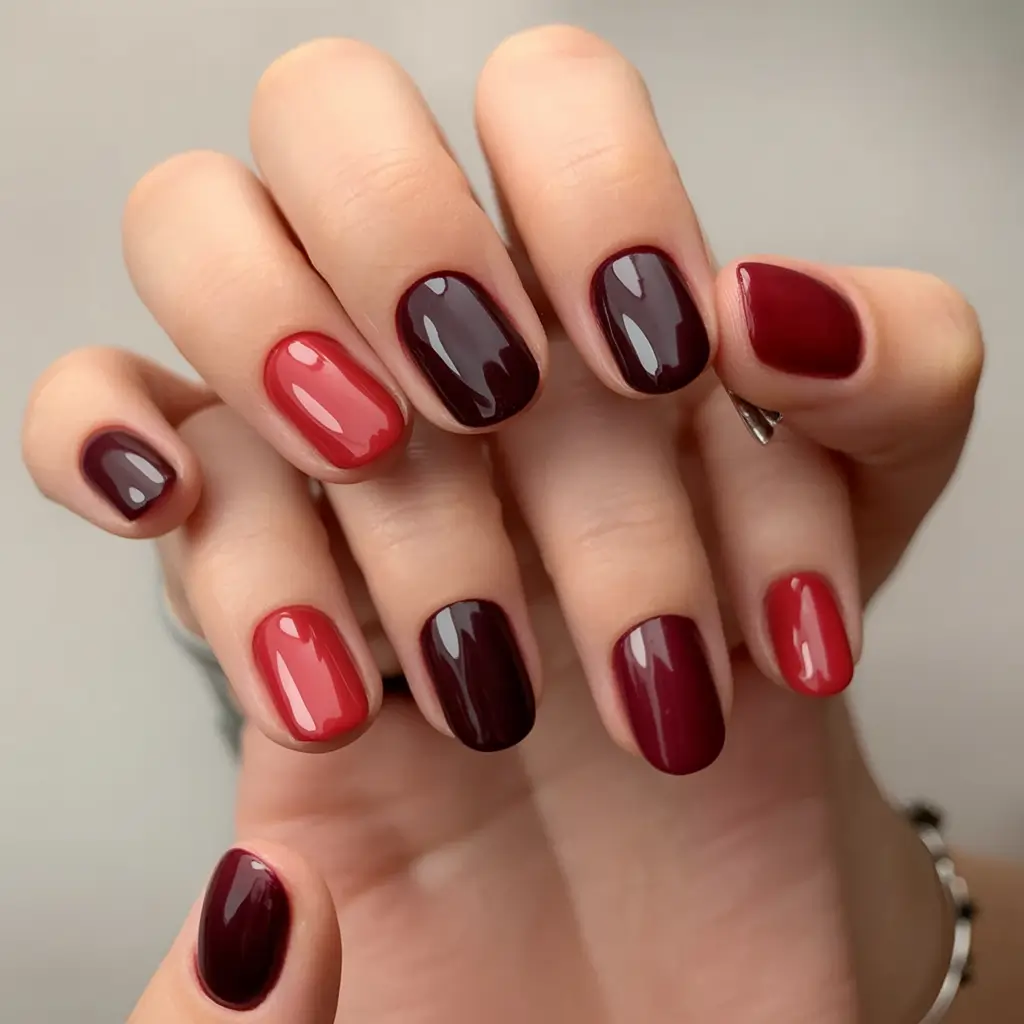 short fall nails trends 2025 Cranberry Ombre Mix