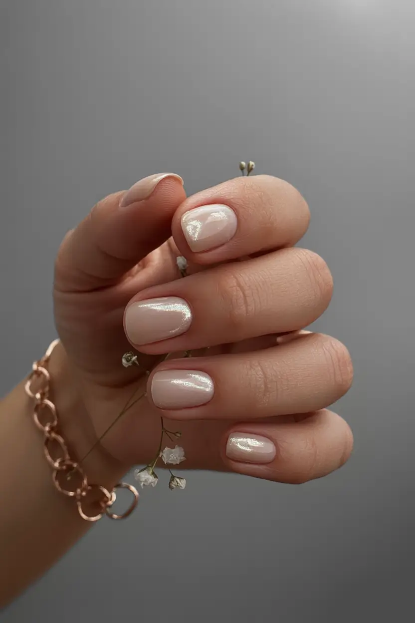 short fall nails trends 2025 Pearly Soft Glow
