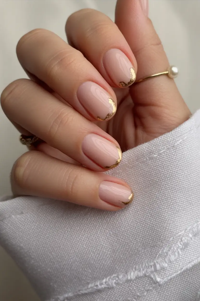 short fall nails trends 2025 Gold-Tipped Minimalism