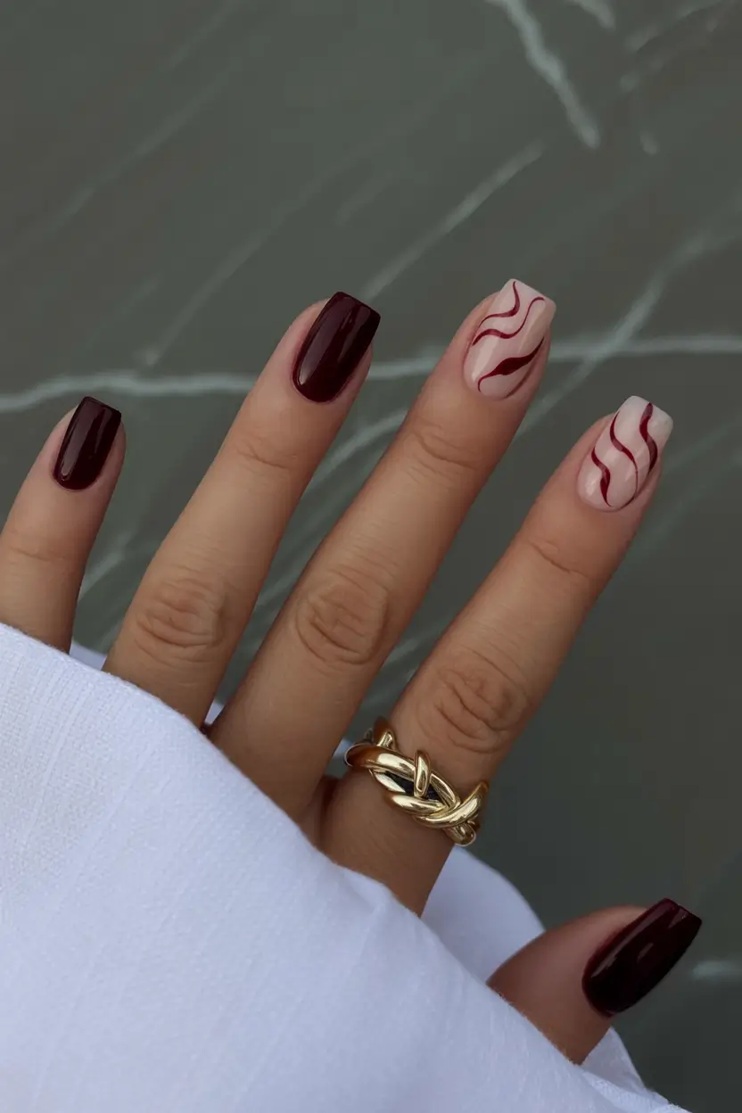 short fall nails trends 2025 Deep Wine Waves