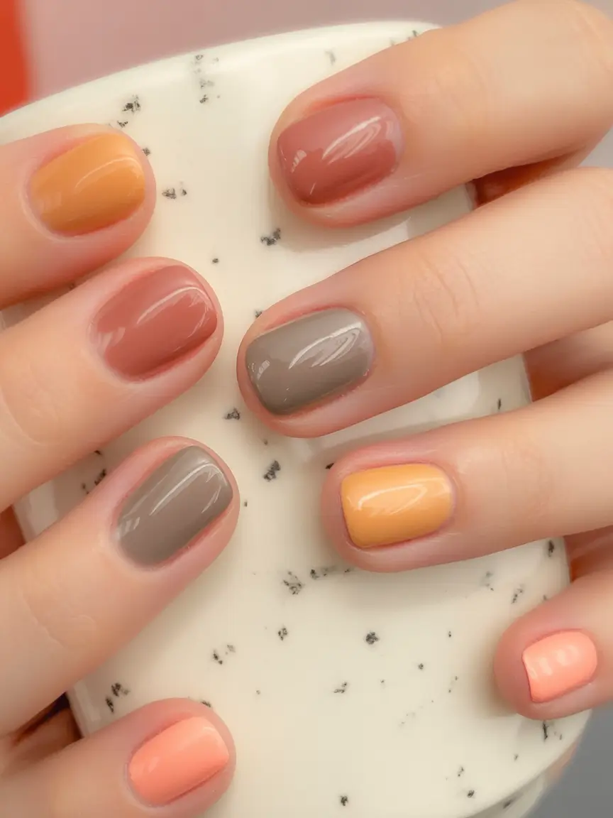 short fall nails trends 2025 Autumn Color Blocking