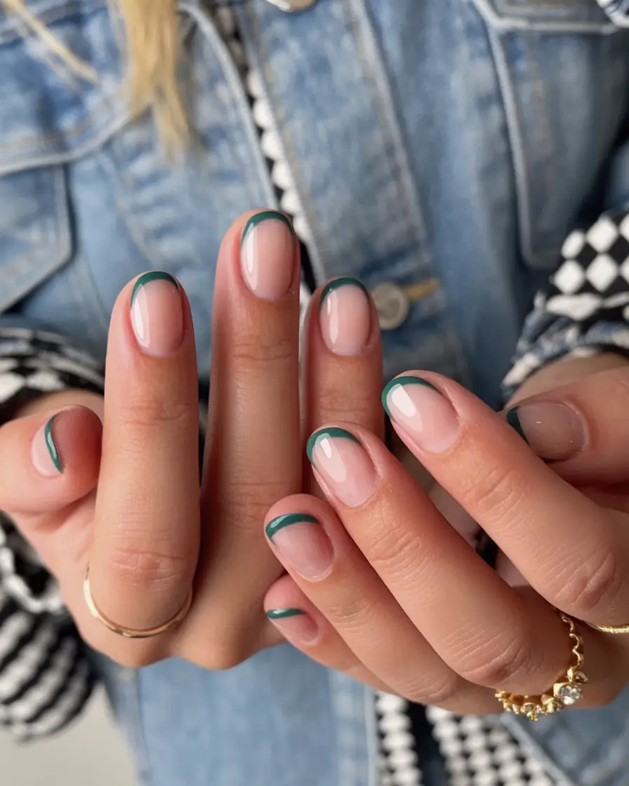 short fall nails trends 2025 Emerald Edge French