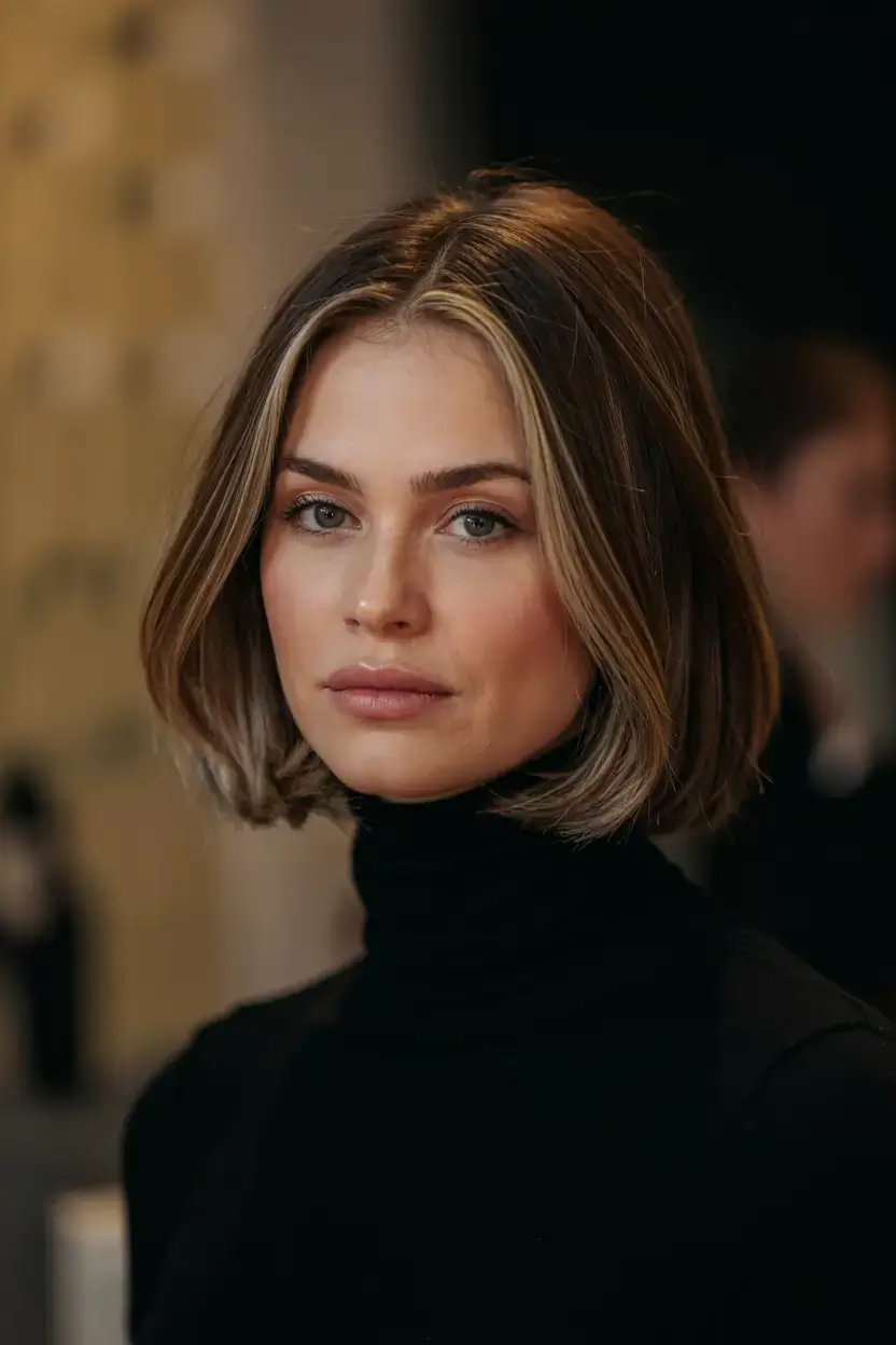 short haircut for fall 2025+Effortlessly Glossy & Precision Chic