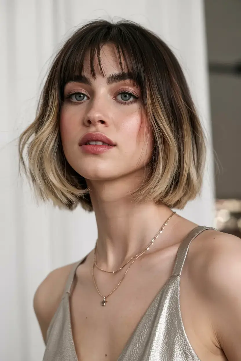 short haircut for fall 2025+French Fringe Meets Cool-Girl Blonde