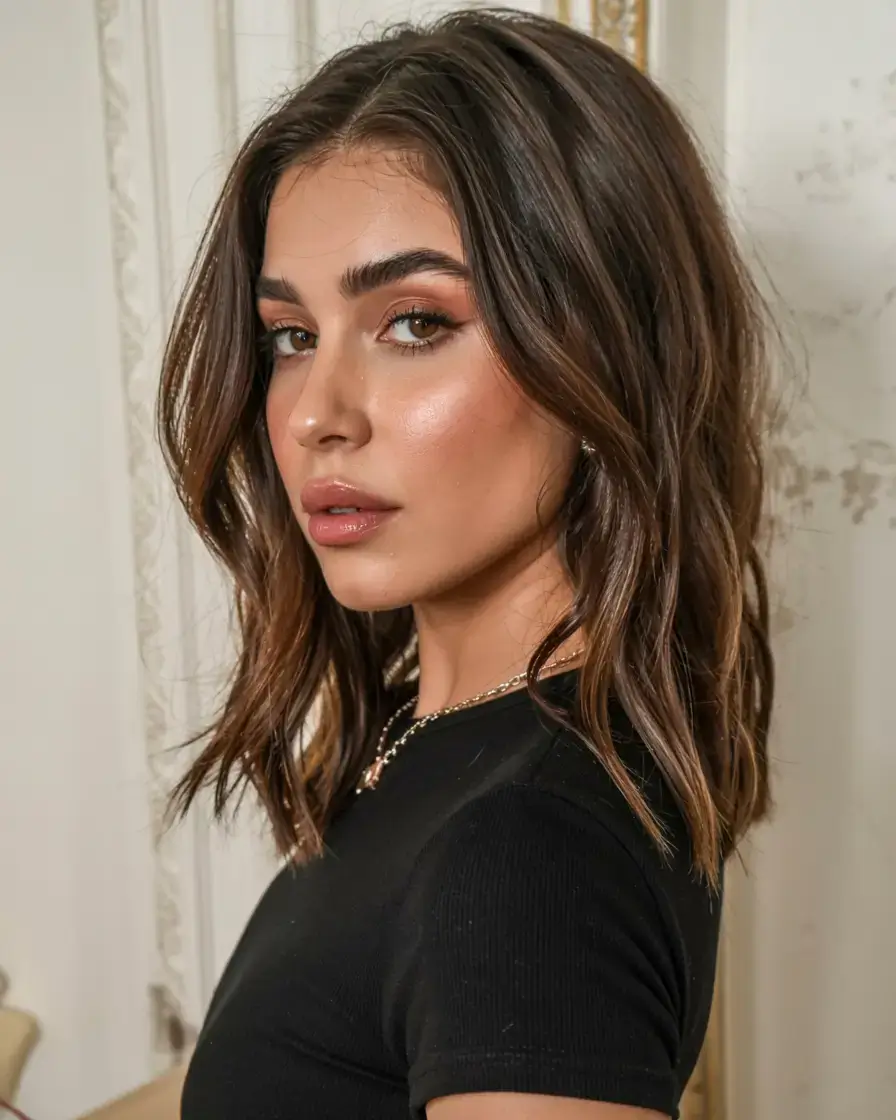 short haircut for fall 2025+Blended Waves and Glossy Contrast