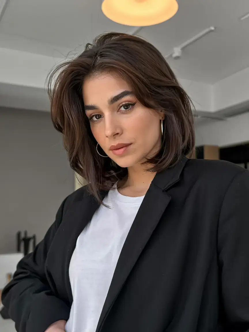 short haircut for fall 2025+Classic Volume with Face-Framing Flow