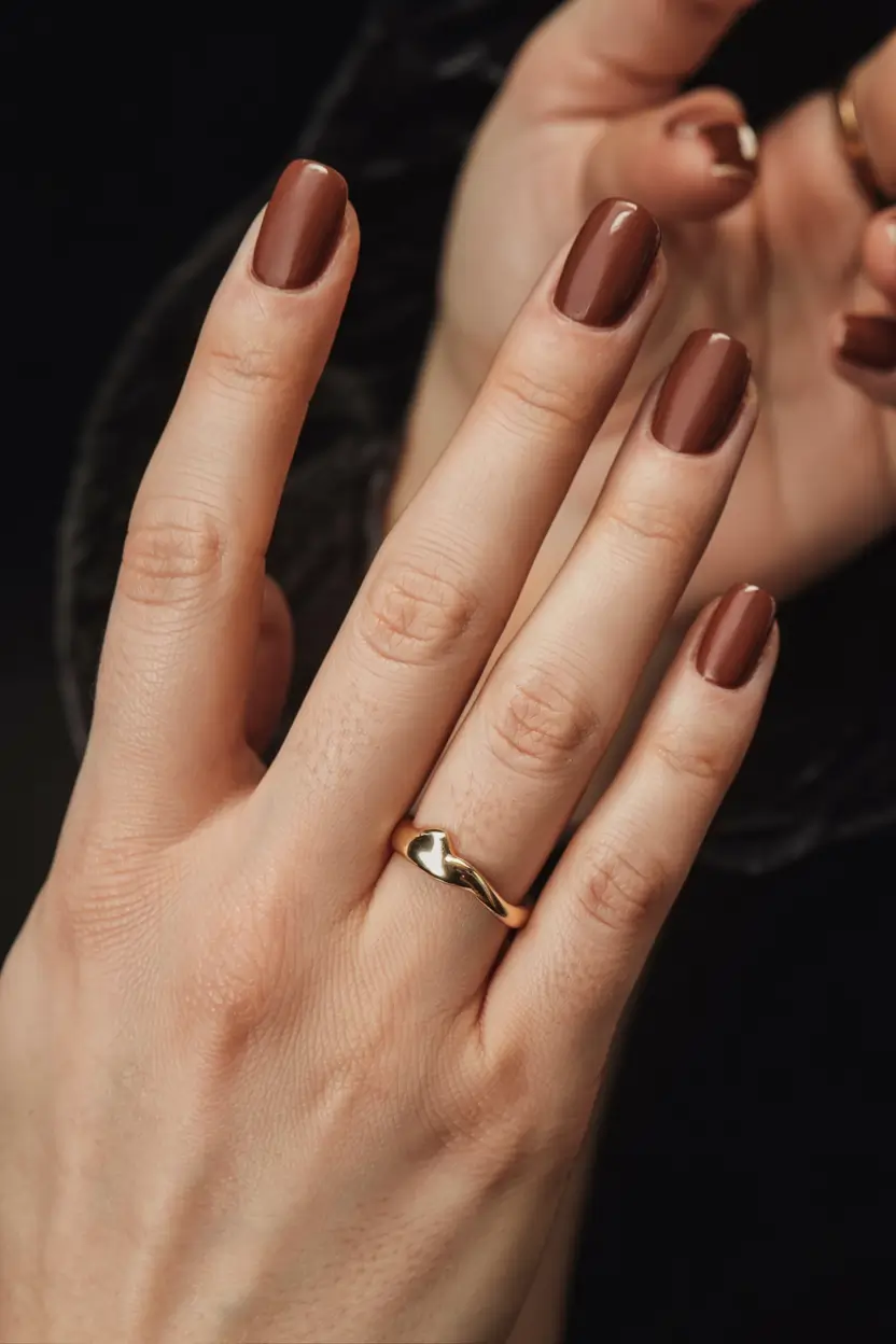 simple fall nails inspo 2025 Warm Cinnamon Simplicity
