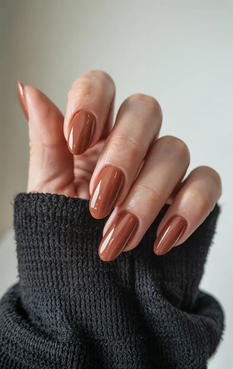 simple fall nails inspo 2025 Caramel Nude Comfort