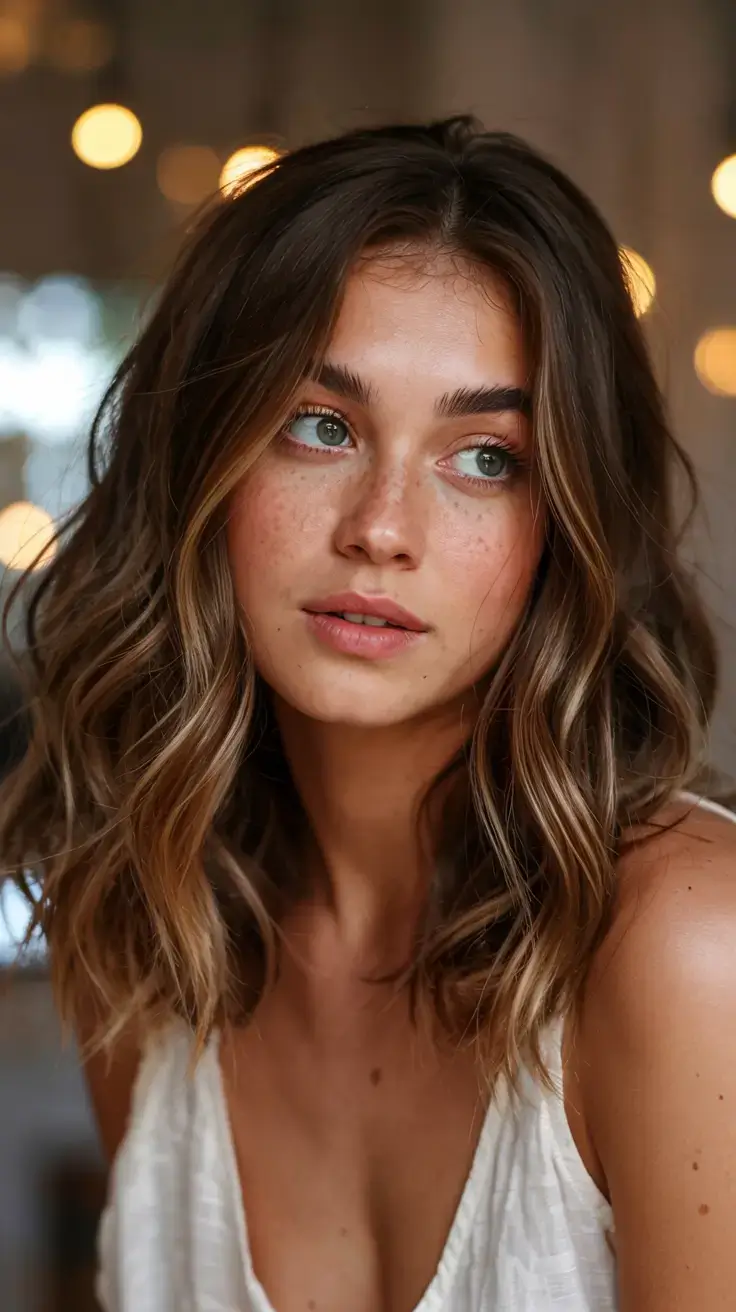 warm fall hair color ideas 2025+Golden Cocoa Lob