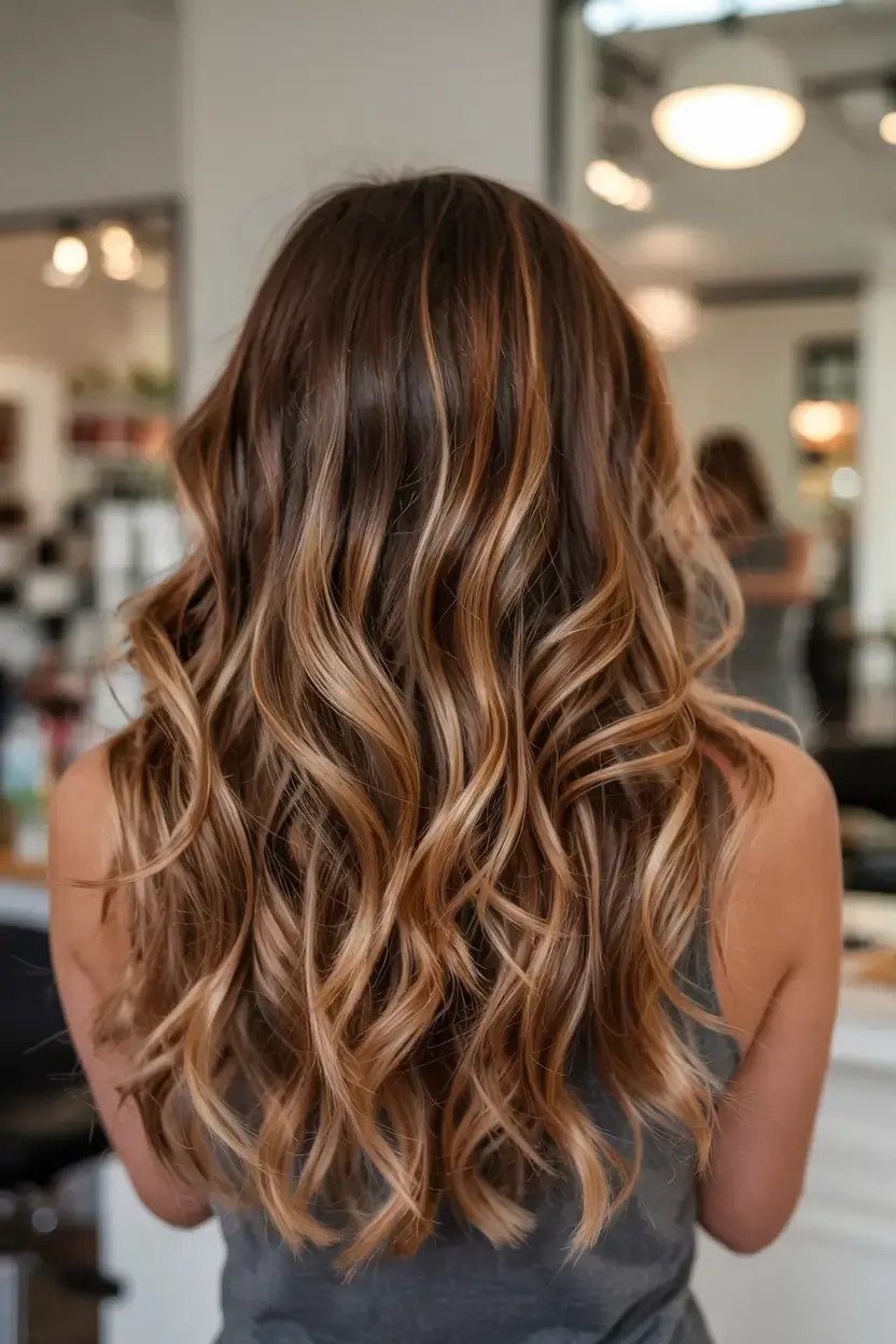 warm fall hair color ideas 2025+Cinnamon Sugar Waves