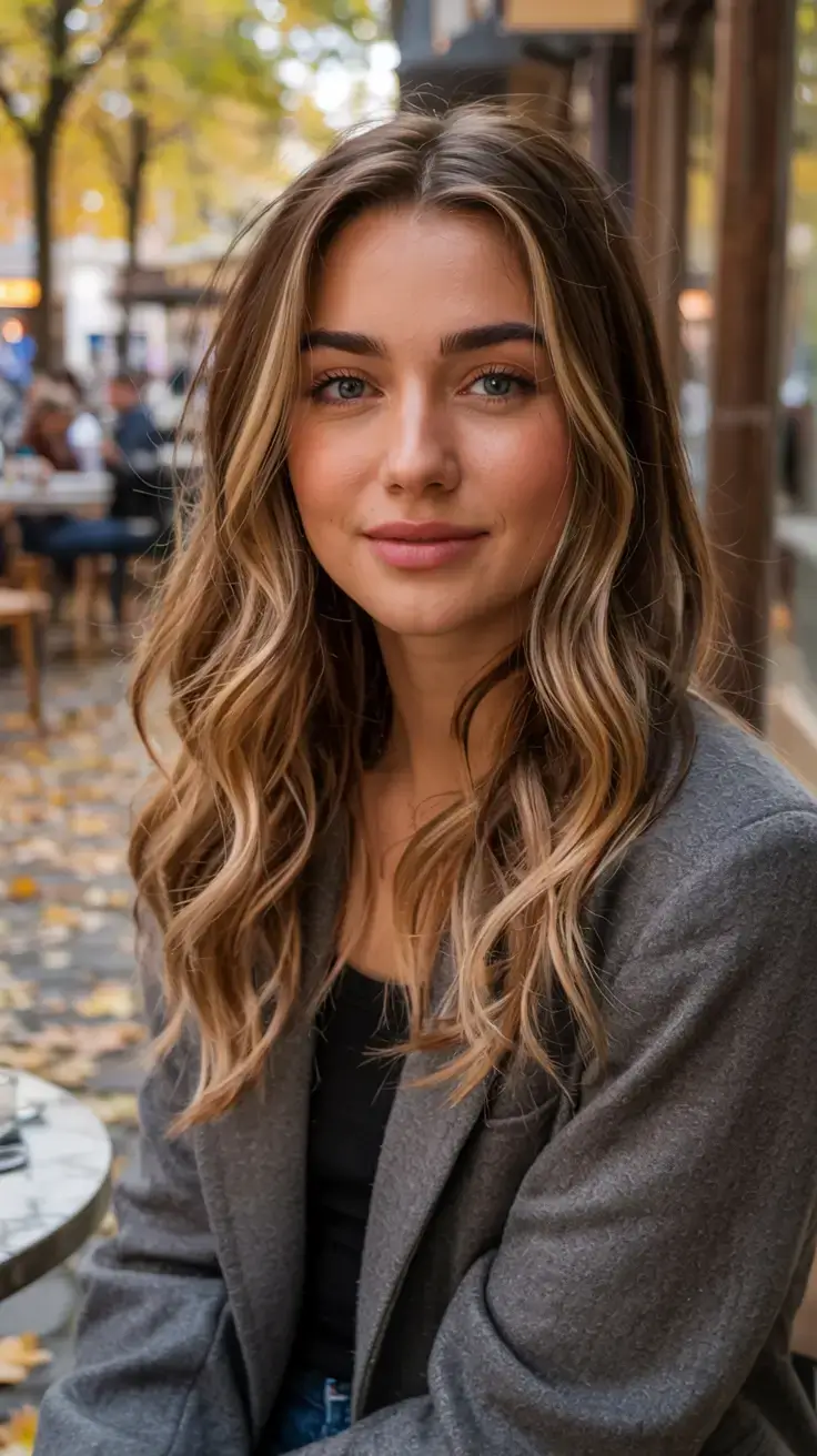 warm fall hair color ideas 2025+Toasted Almond Waves