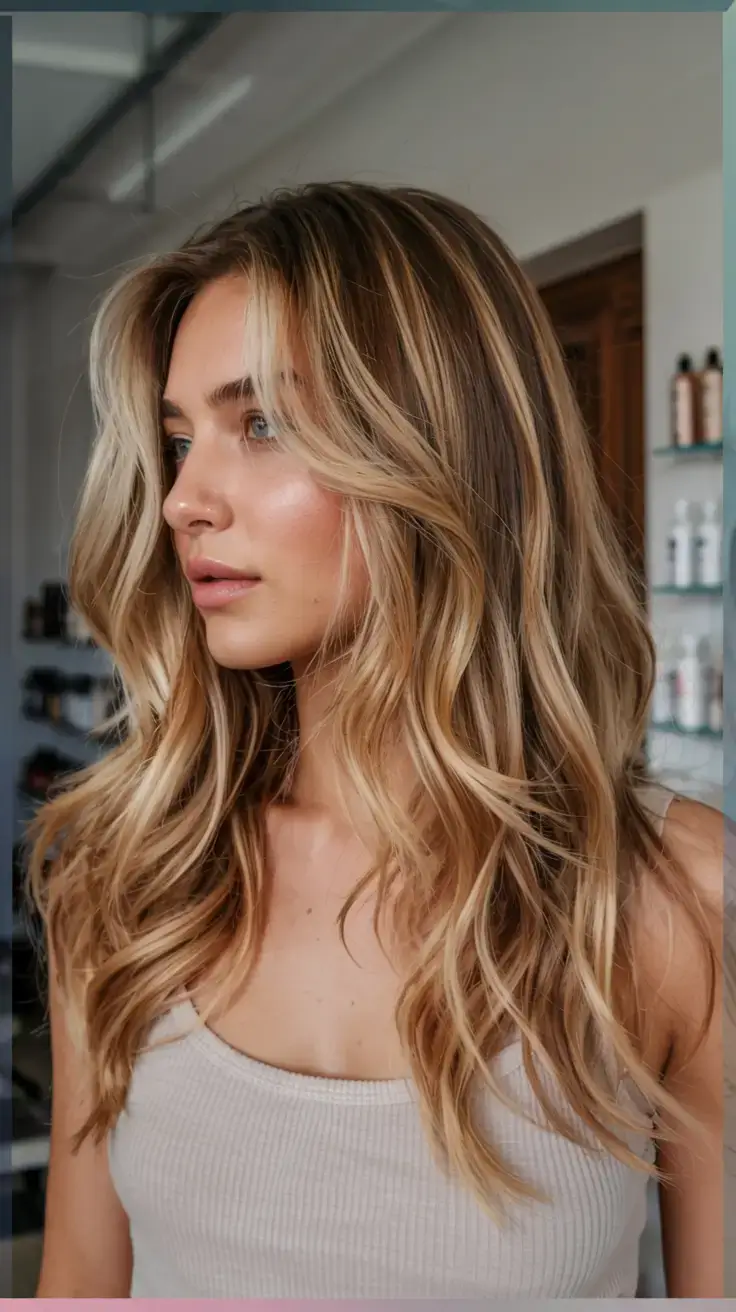 warm fall hair color ideas 2025 Honey Beige Balayage with Root Shadow