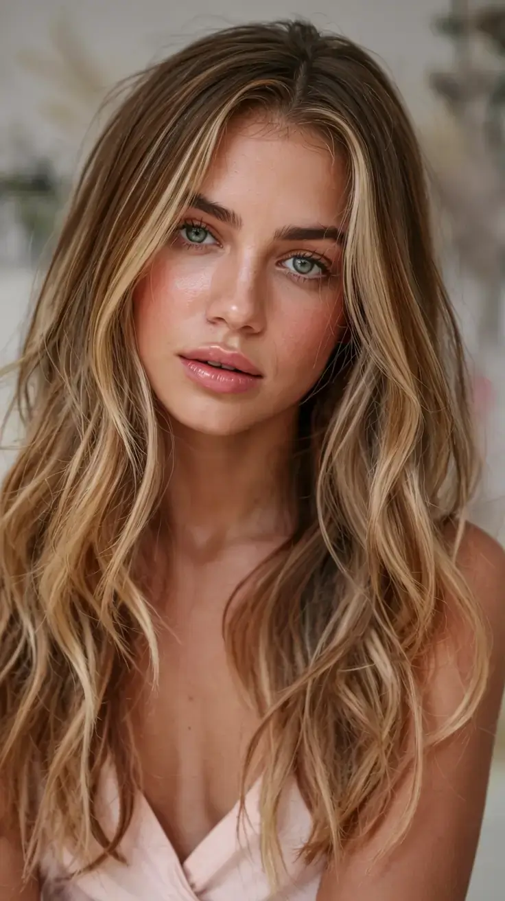 warm fall hair color ideas 2025+Champagne Honey Melt