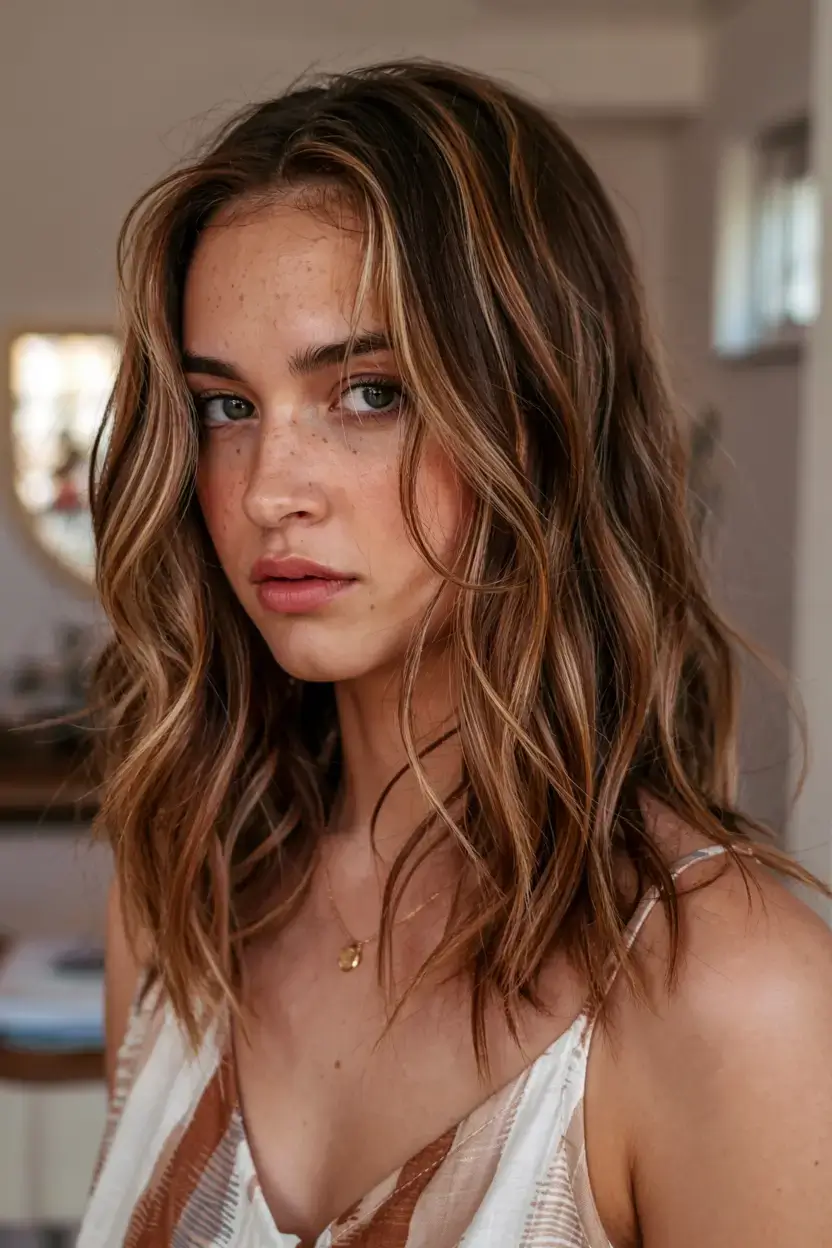 warm fall hair color ideas 2025+Caramel Hazelnut Chop