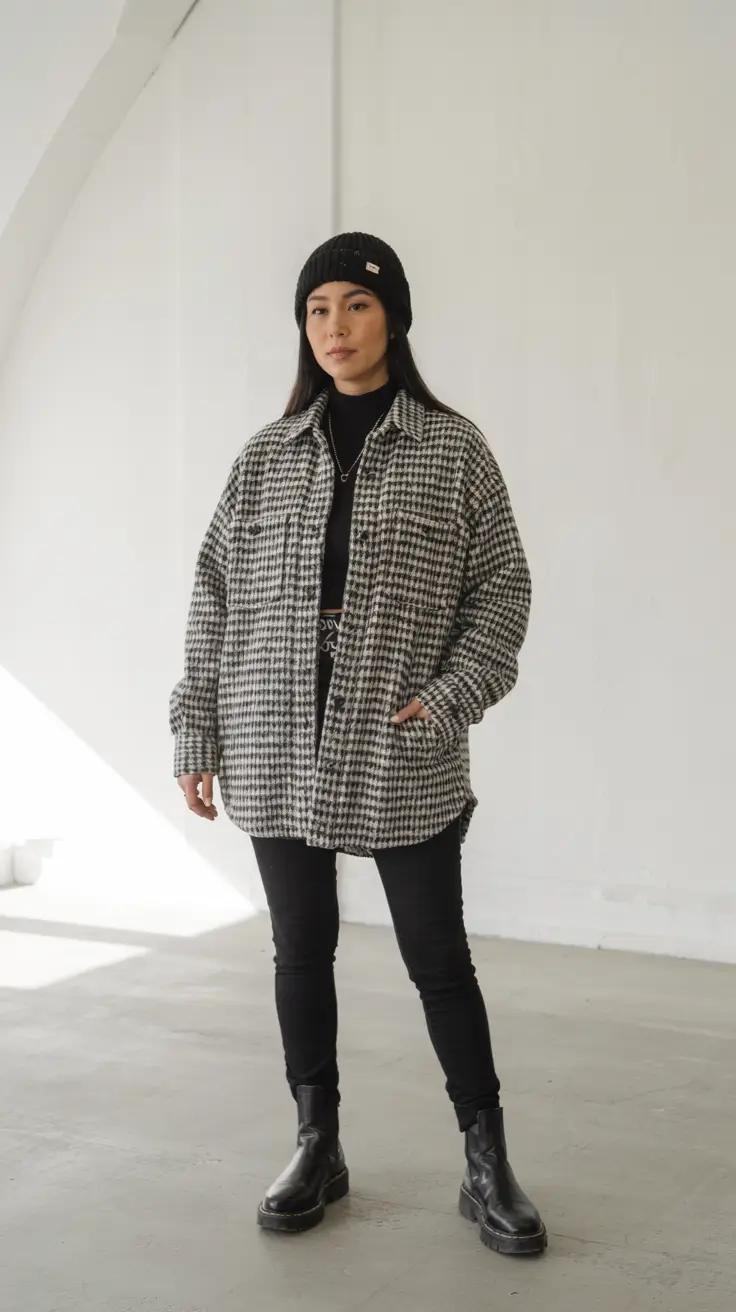 warm fall outfits ideas 2025+Effortlessly Cool in Oversized Checks