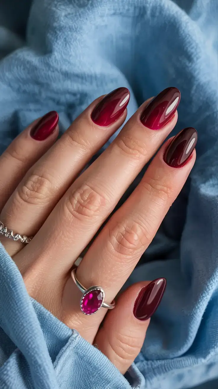 autumn nails color 2025 Berry Velvet Ombre