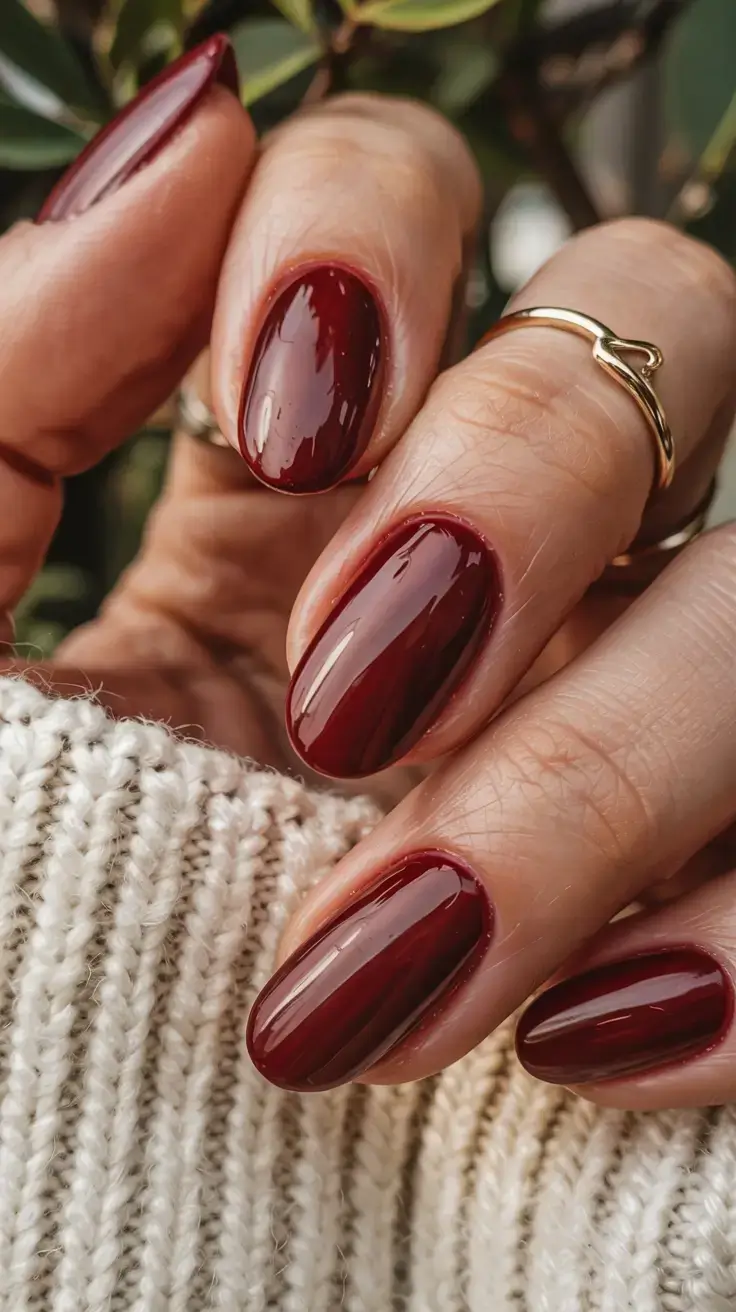 autumn nails color 2025 Crimson Knit