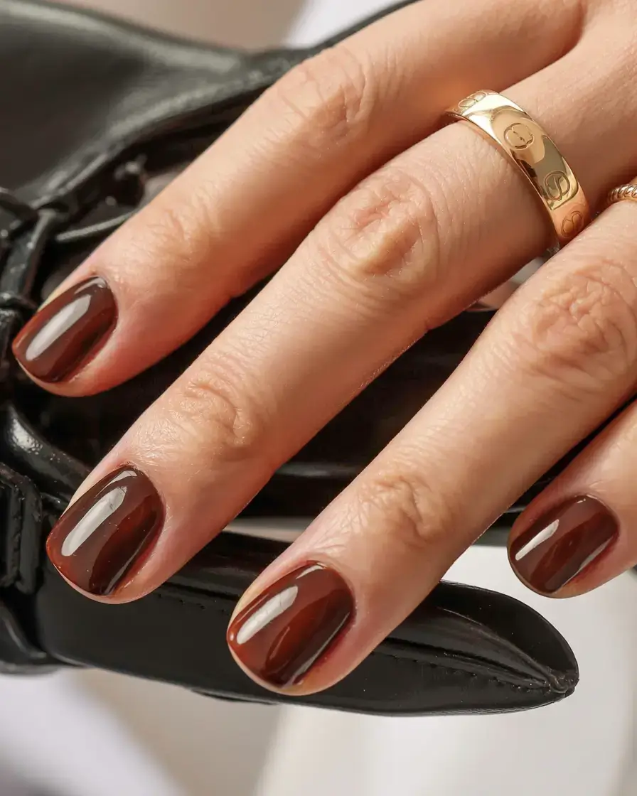 autumn nails color 2025 Espresso Minimal