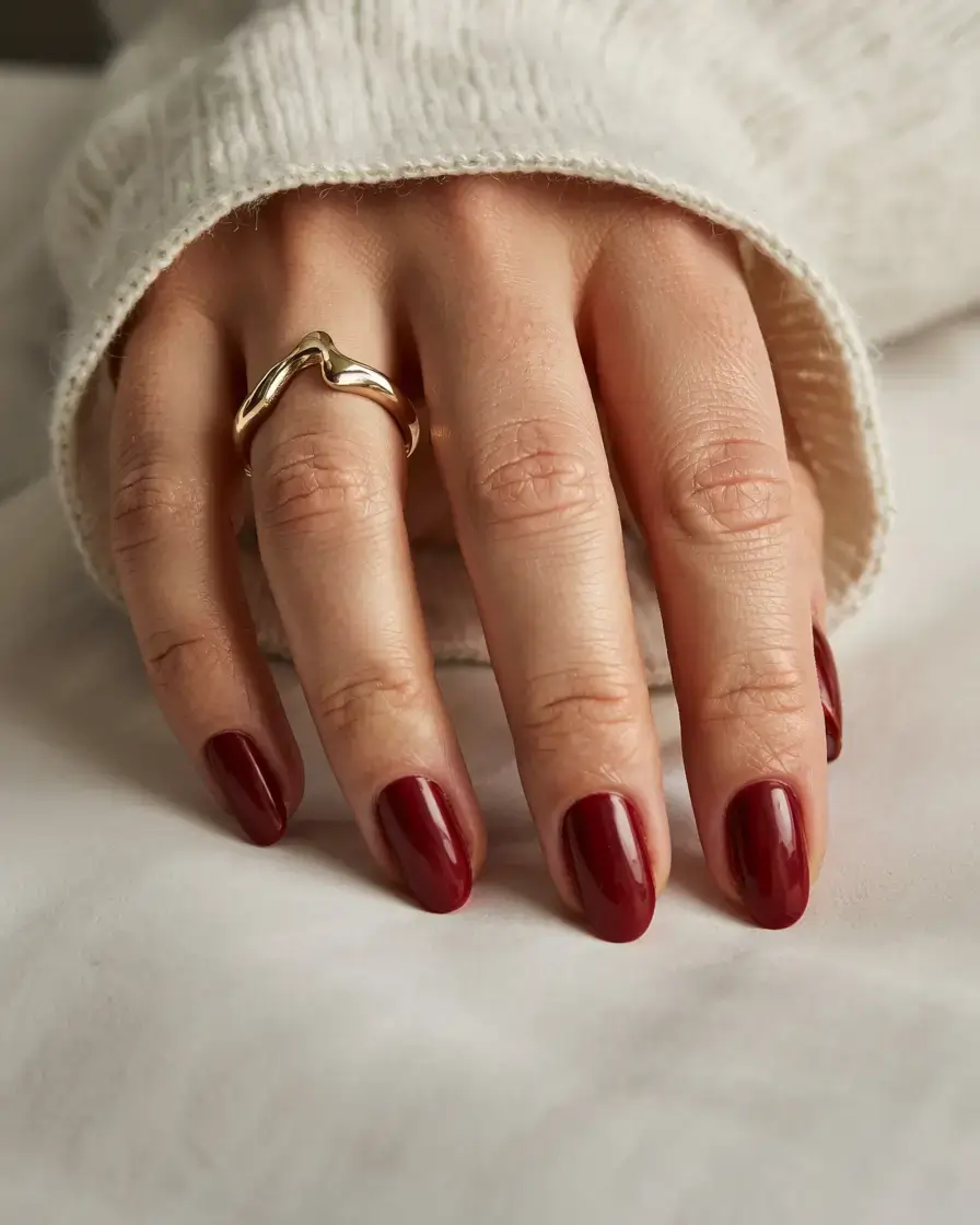 autumn nails color 2025 Classic Merlot