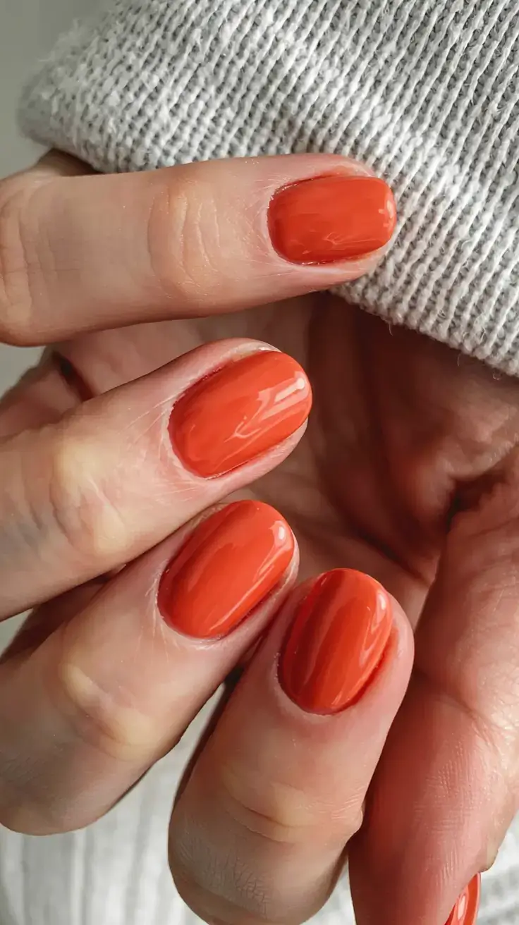 autumn nails color 2025 Burnt Citrus Pop