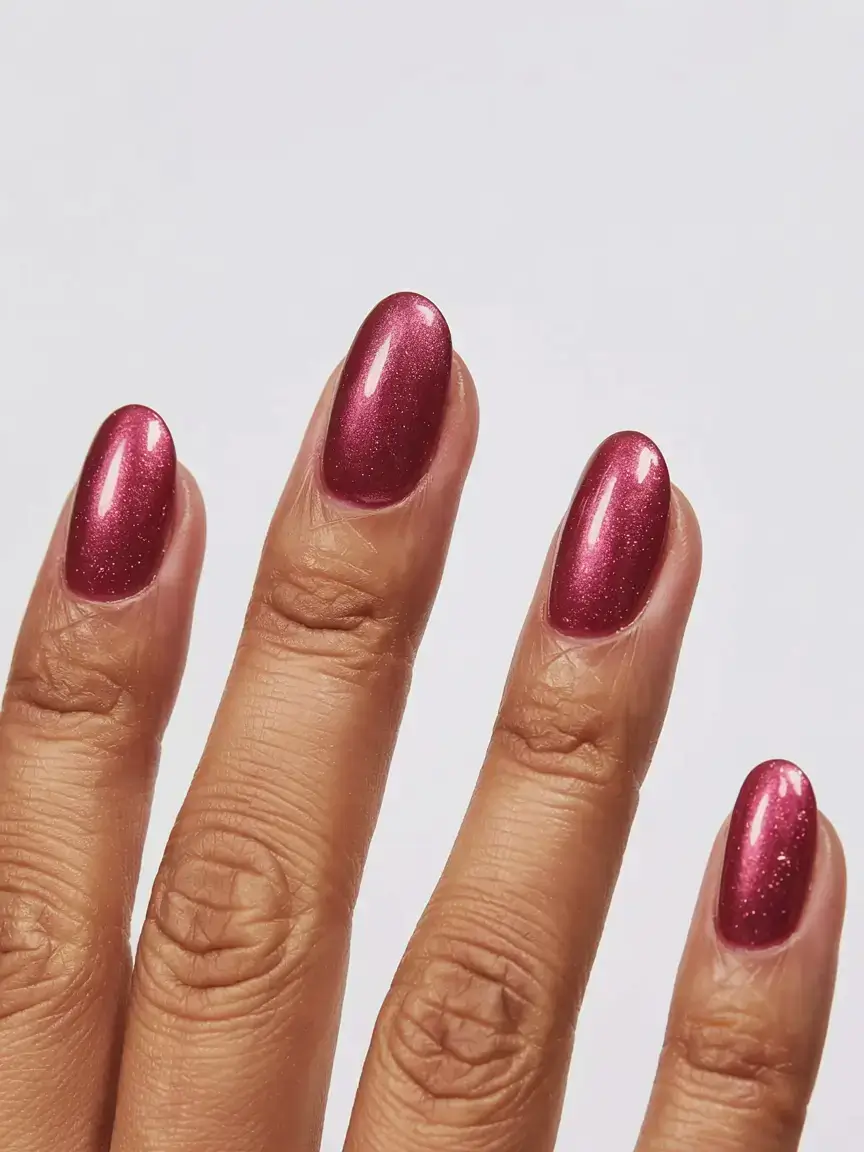 autumn nails color 2025 Berry Metallic Glow