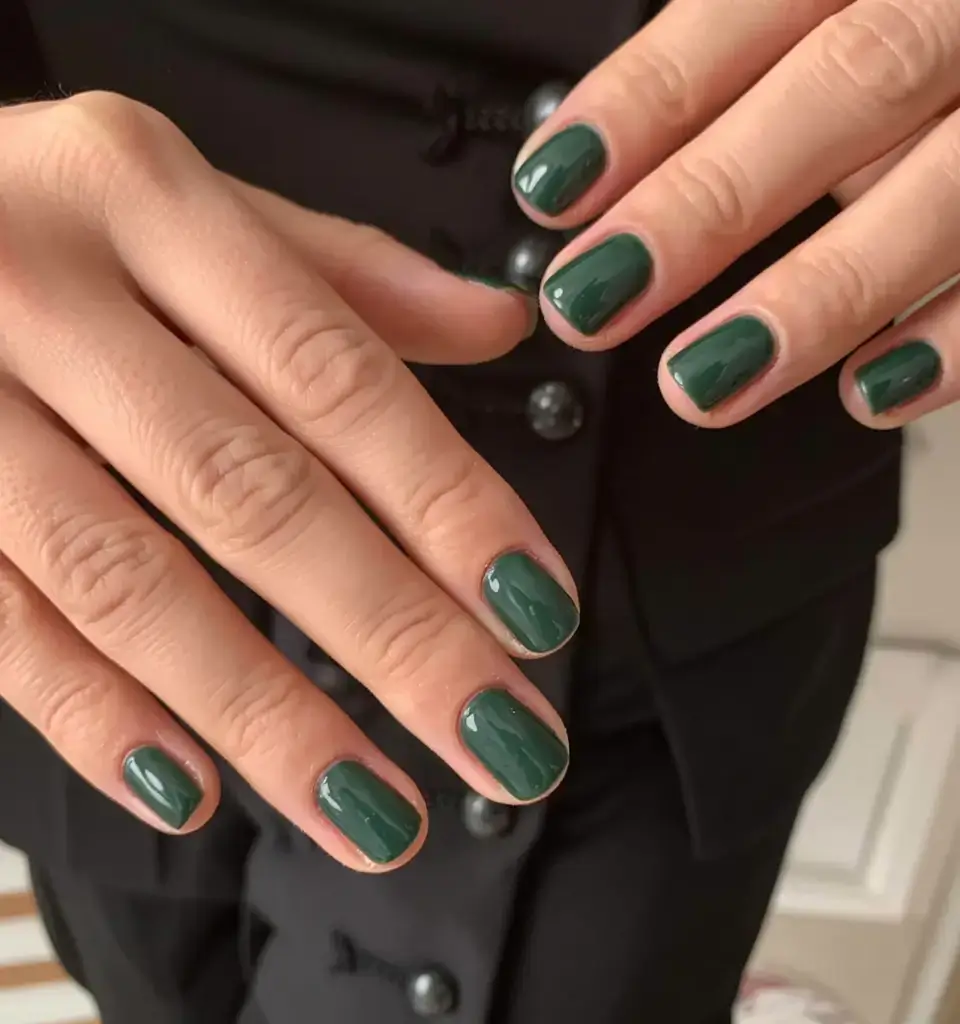 autumn nails color 2025 Emerald Noir