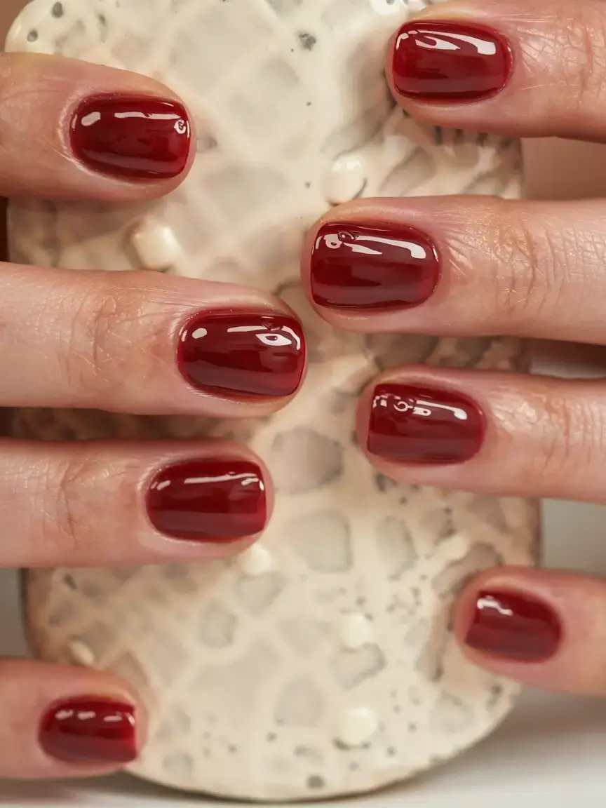 autumn nails color 2025 Rustic Garnet