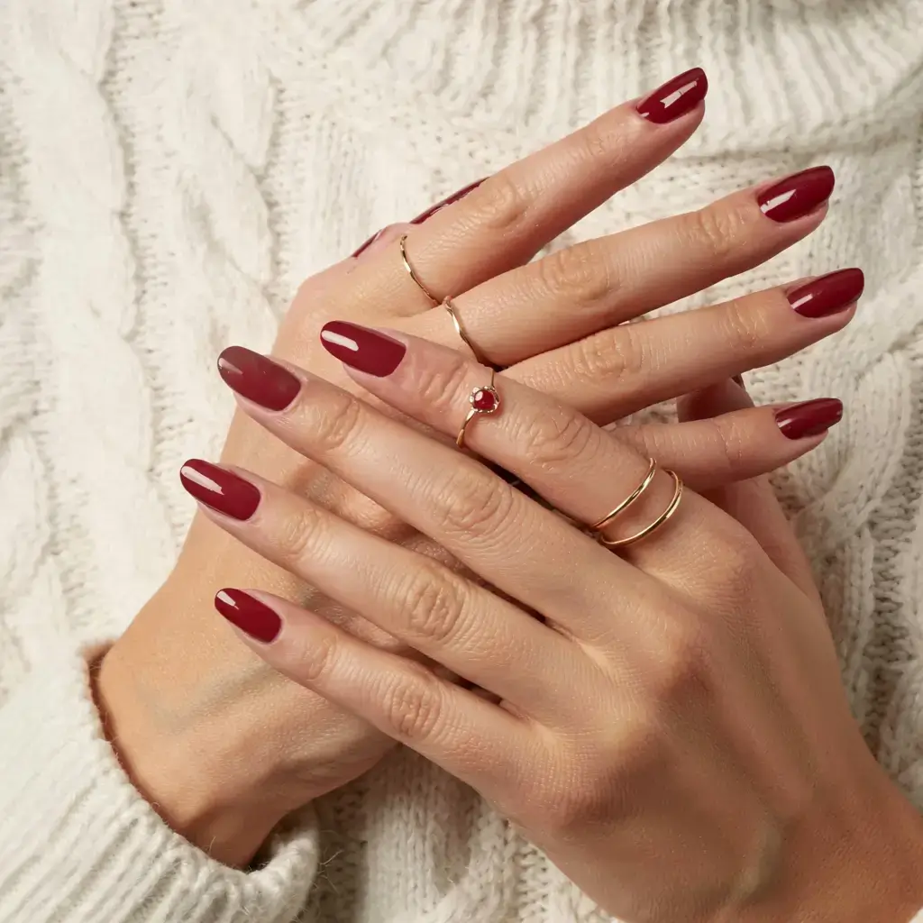 autumn nails color 2025 Crimson Luxe