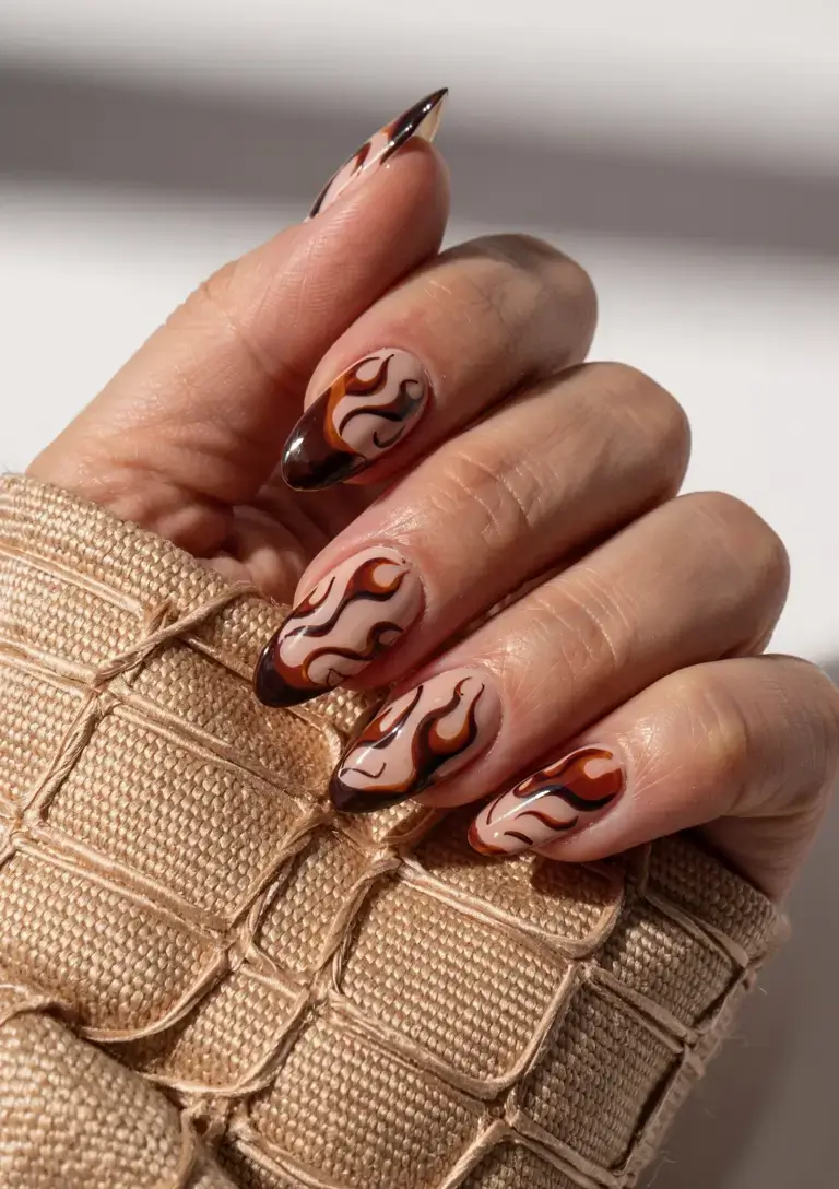 autumn nails designs 2025 Autumn Flame Tips