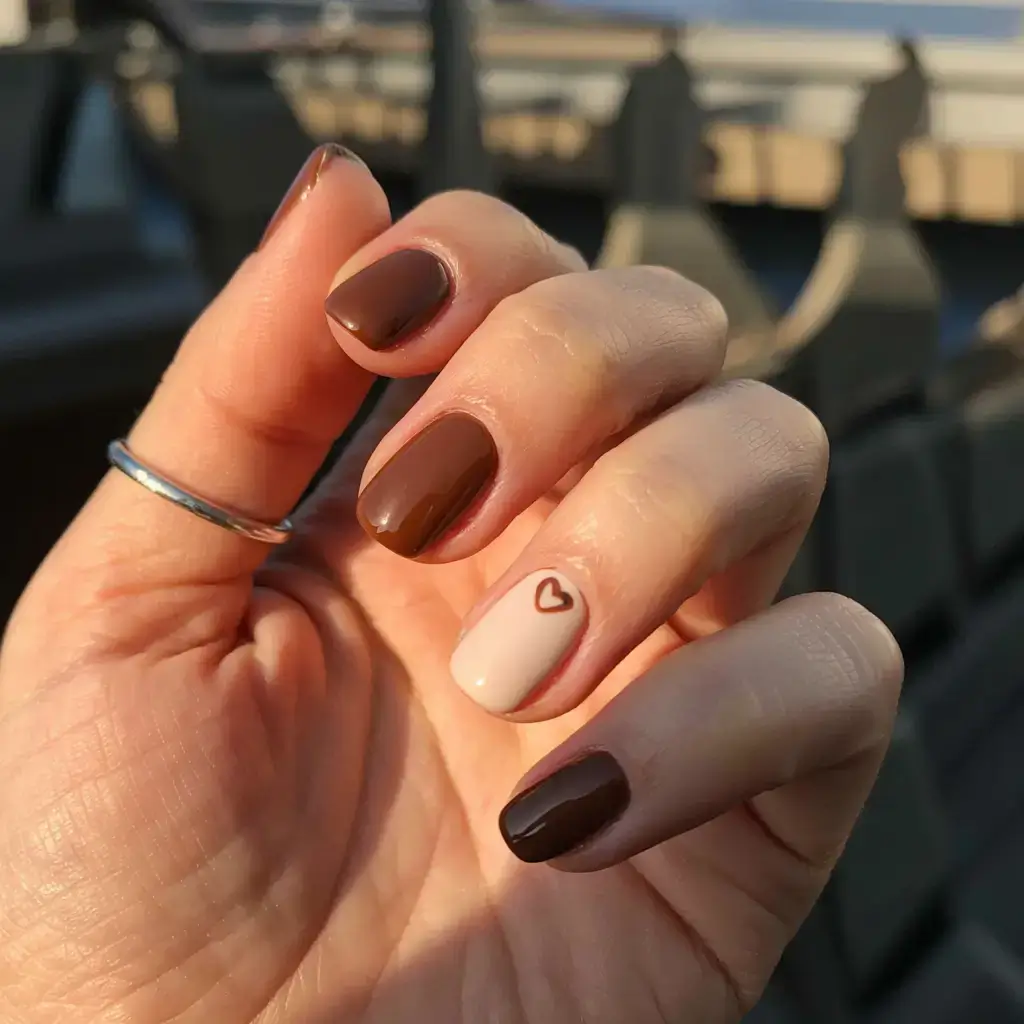 autumn nails designs 2025 Mocha Love Accent