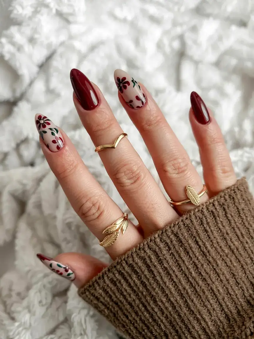 autumn nails designs 2025 Berry Warmth