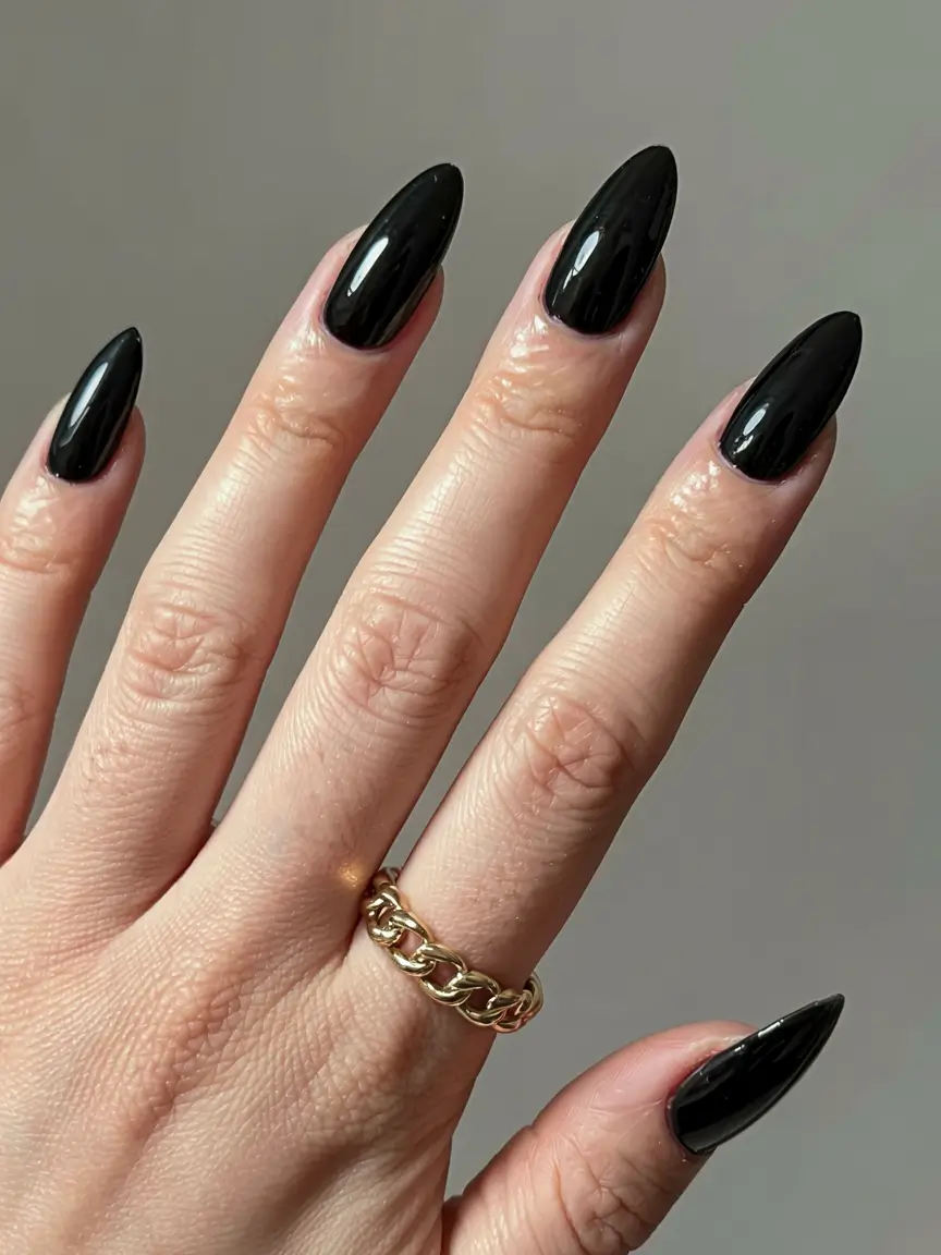 black fall nails 2025 Pure Jet Simplicity