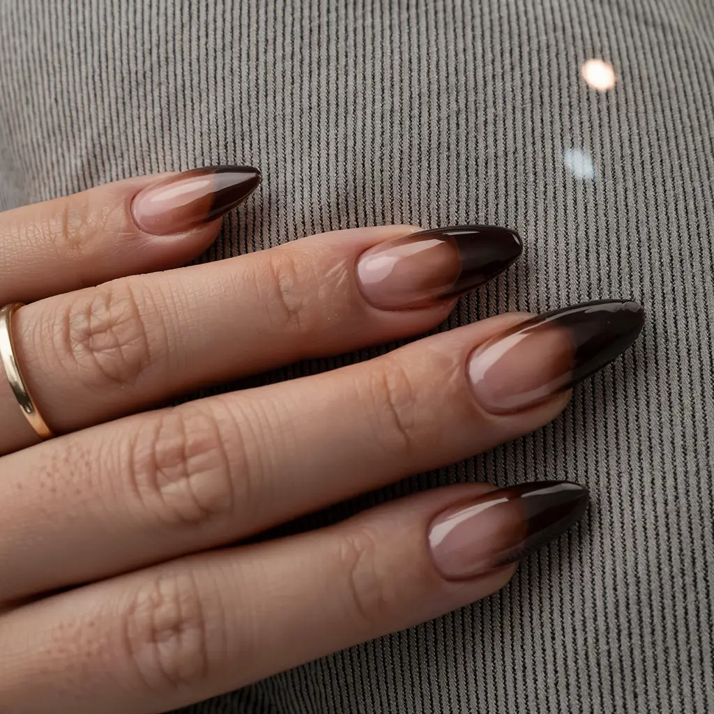 black fall nails 2025 Smoky Ombre Tips