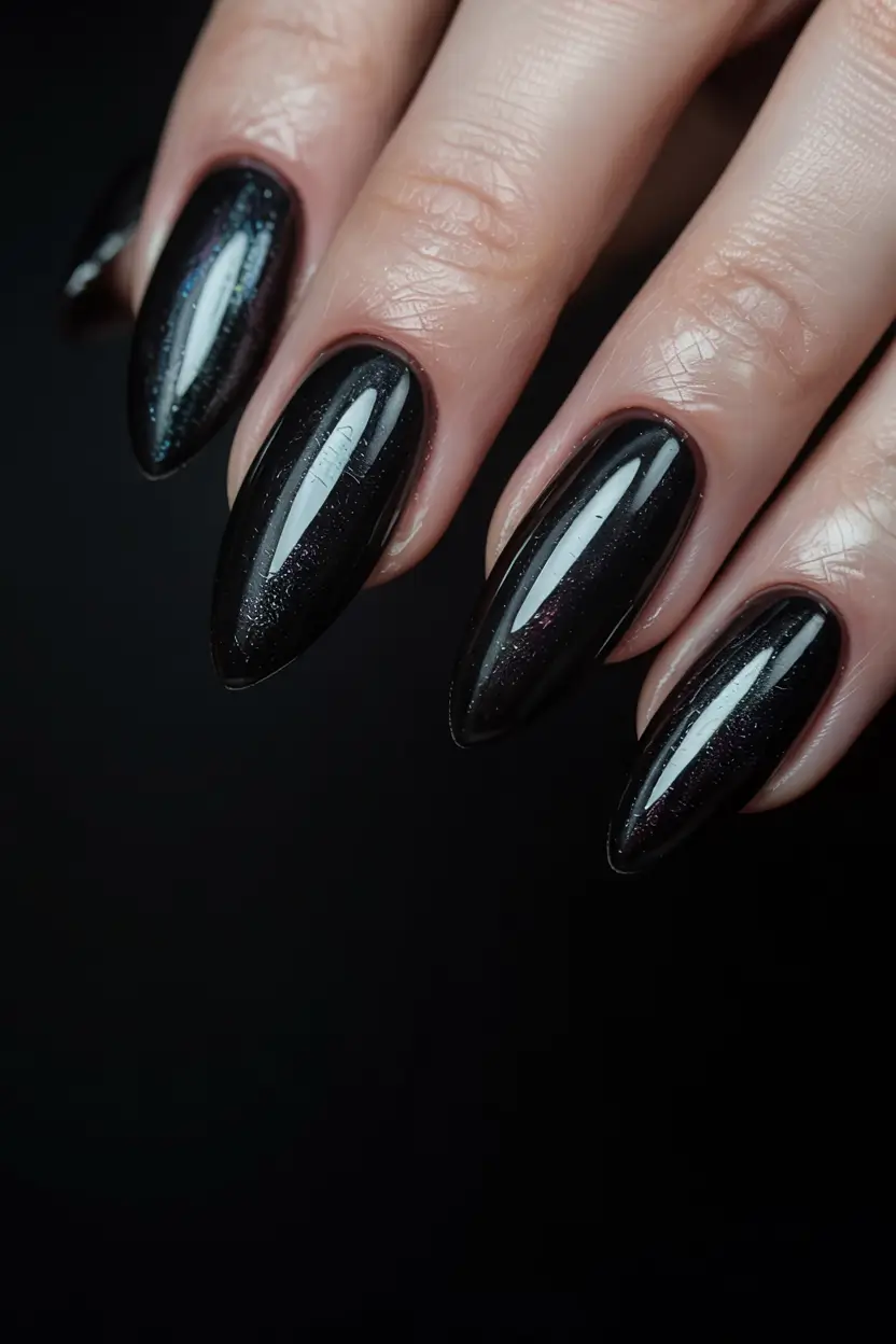 black fall nails 2025 Subtle Starlight Shimmer