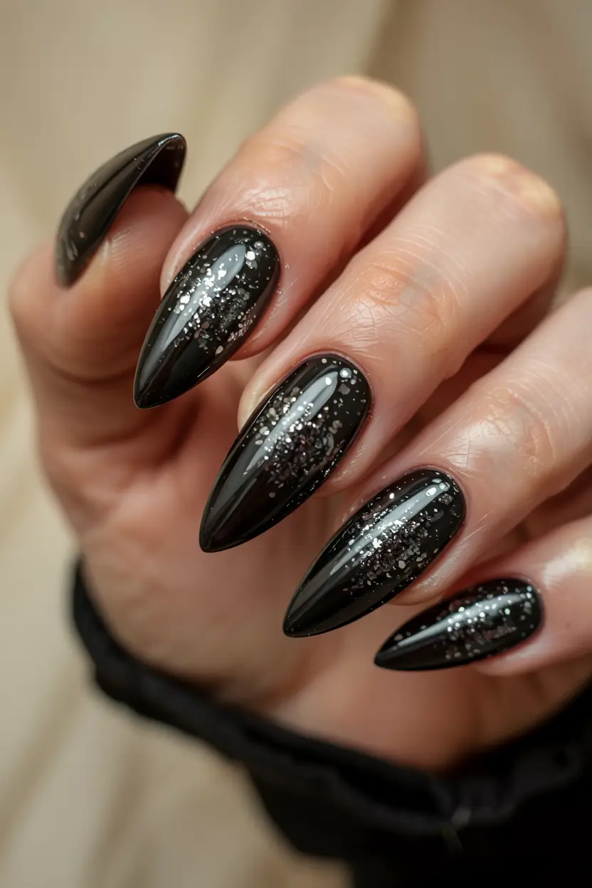 black fall nails 2025 Stardust Over Midnight