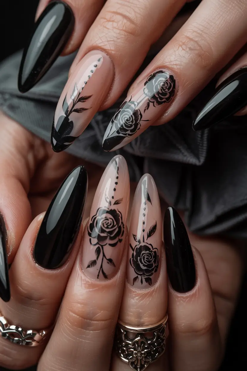 black fall nails 2025 Black Rose Artistry