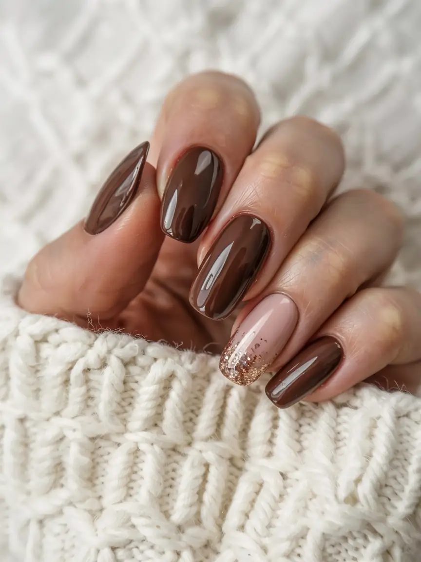brown fall nails 2025 Espresso with a Spark