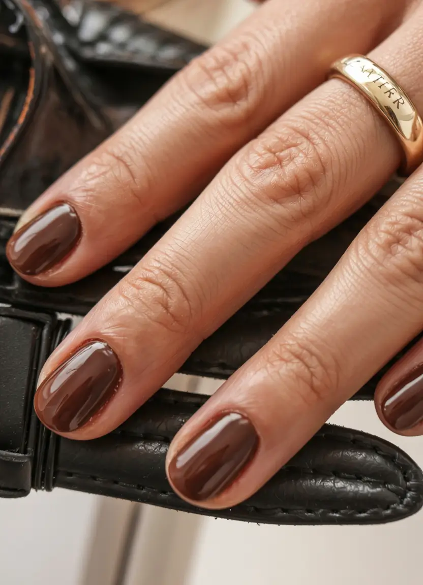 brown fall nails 2025 Short Espresso Neutrals