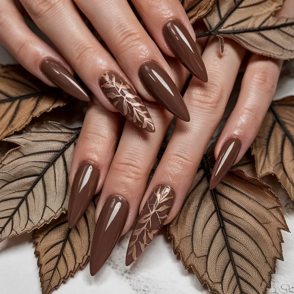 brown fall nails 2025 Autumn Leaves Inspiration