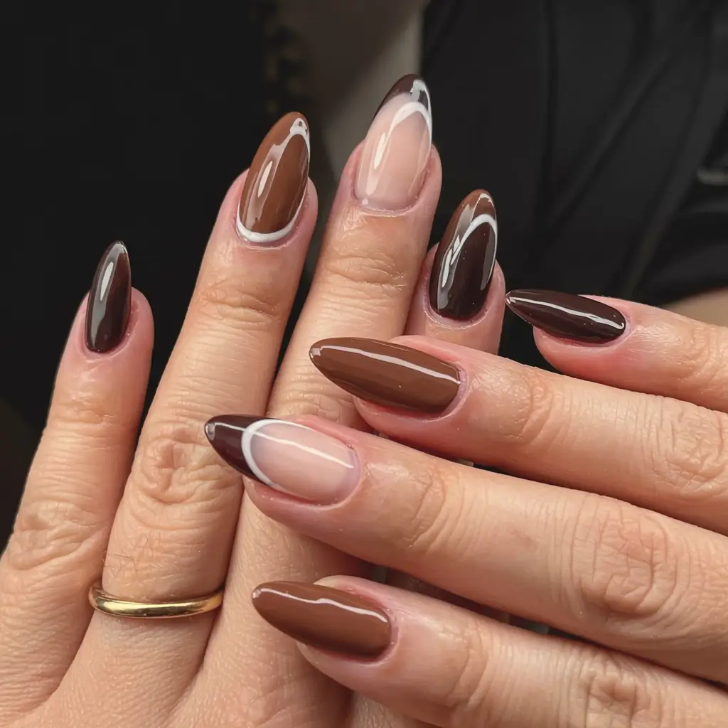 brown fall nails 2025 Layered Espresso Art