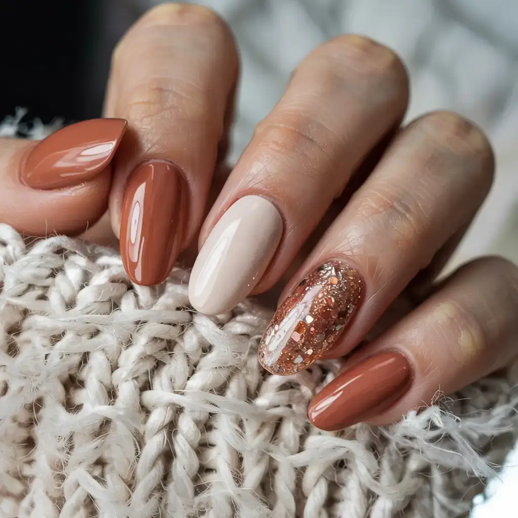 cute and fun fall nails 2025 Neutral Pumpkin Spice Medley