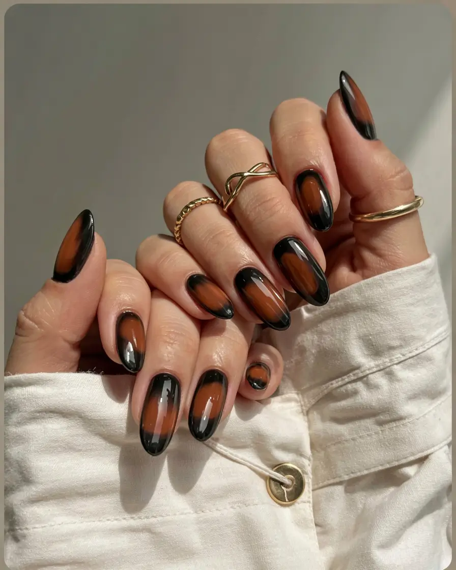 dark fall nails 2025 Tortoiseshell Glow