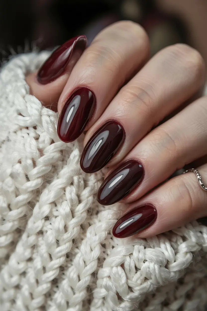 dark fall nails 2025 Wine-Red Gloss