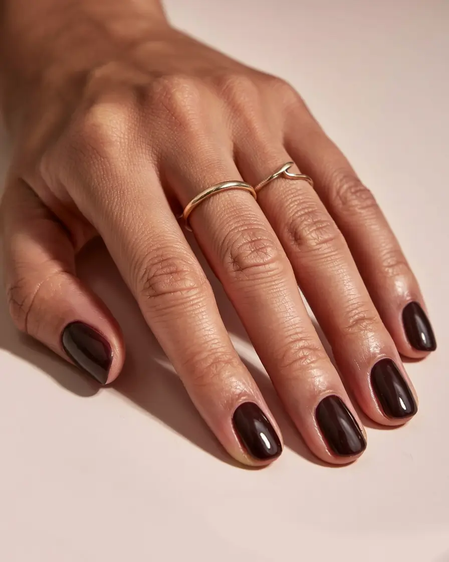 dark fall nails 2025 Cocoa Minimalism