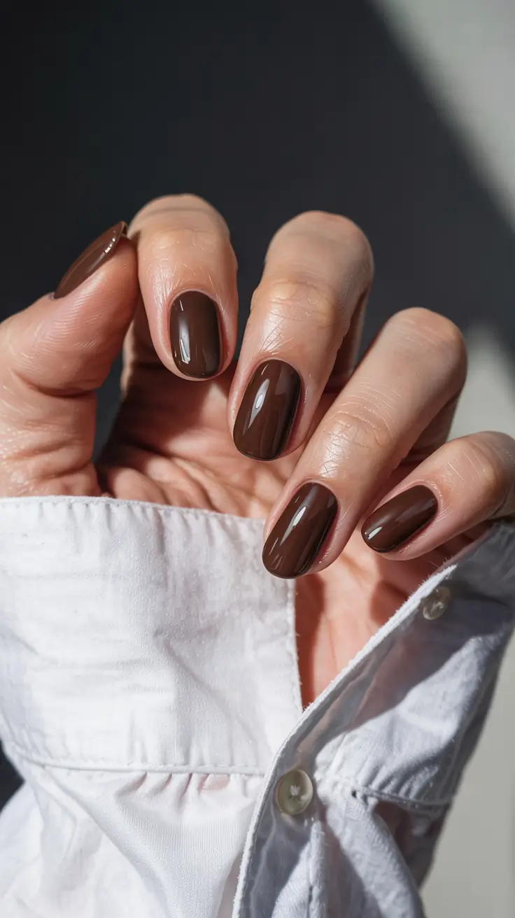 dark fall nails 2025 Chocolate Glaze