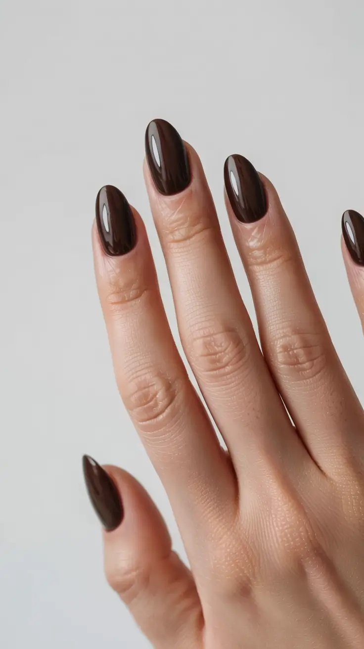 dark fall nails 2025 Dark Mocha Oval