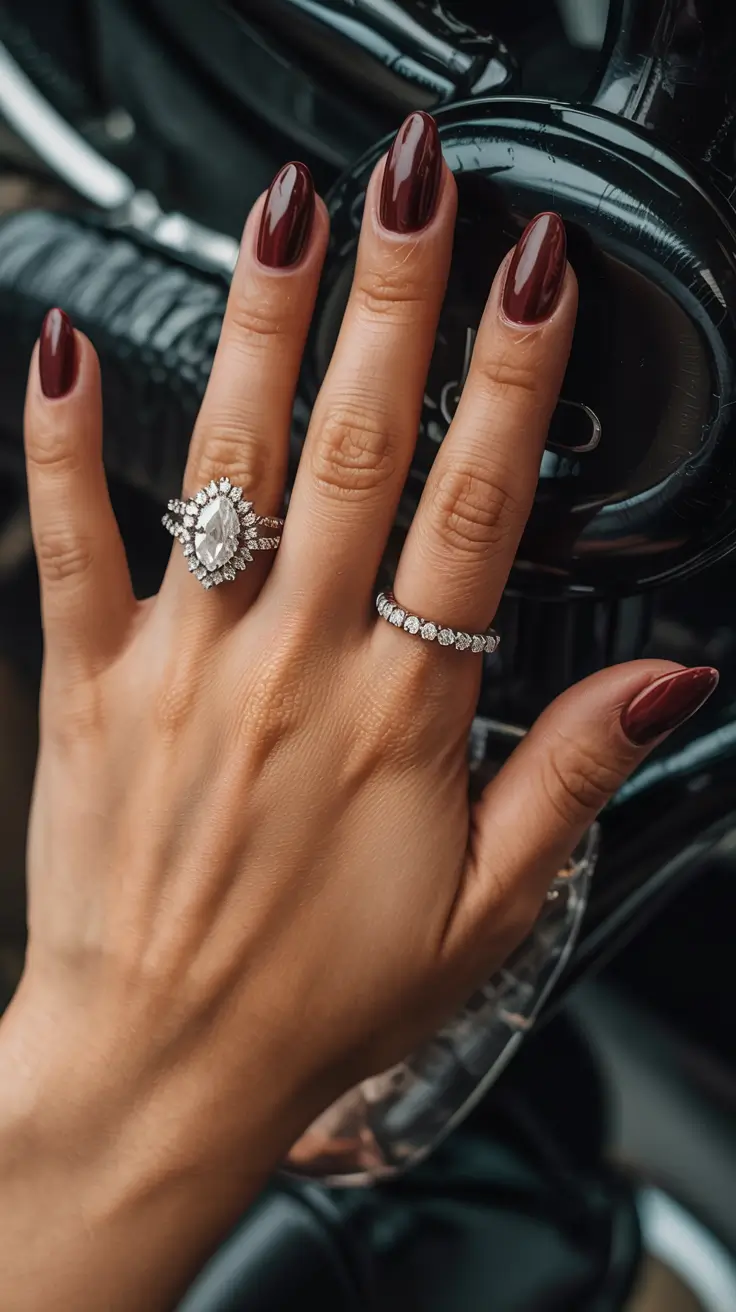 dark fall nails 2025 Deep Burgundy Allure